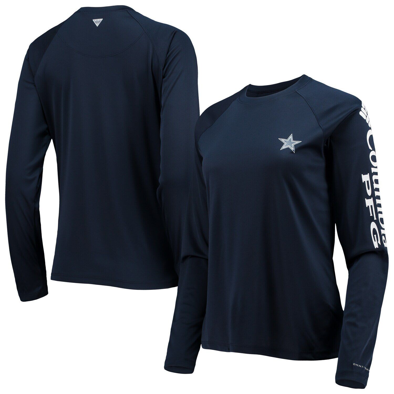Женская футболка Columbia Navy/White Dallas Cowboys Tidal Omni-Shade реглан с длинными рукавами
Женская футболка Columbia Navy/White Dallas Cowboys Tidal Omni-Shade реглан с длинными рукавами