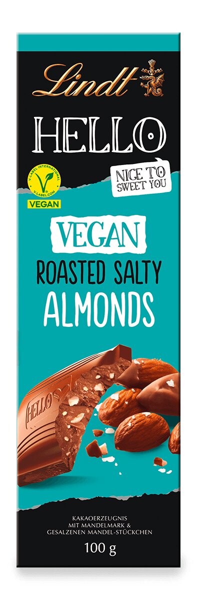 Шоколад веганский Lindt Hello Roasted Salty Almonds, с кусочками соленого миндаля, 100г
Шоколад веганский Lindt Hello Roasted Salty Almonds, с кусочками соленого миндаля, 100г