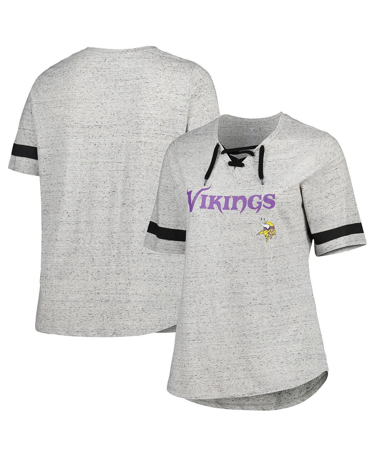 Женская серая футболка Minnesota Vikings размера плюс с v-образным вырезом на шнуровке Profile, Серый
Женская серая футболка Minnesota Vikings размера плюс с v-образным вырезом на шнуровке Profile, Серый