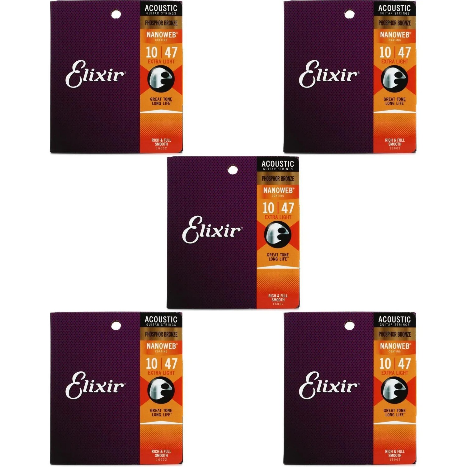 Струны для акустической гитары Elixir Strings 16002 Nanoweb Phosphor Bronze — .010-.047 Extra Light (5 шт.)
Струны для акустической гитары Elixir Strings 16002 Nanoweb Phosphor Bronze — .010-.047 Extra Light (5 шт.)