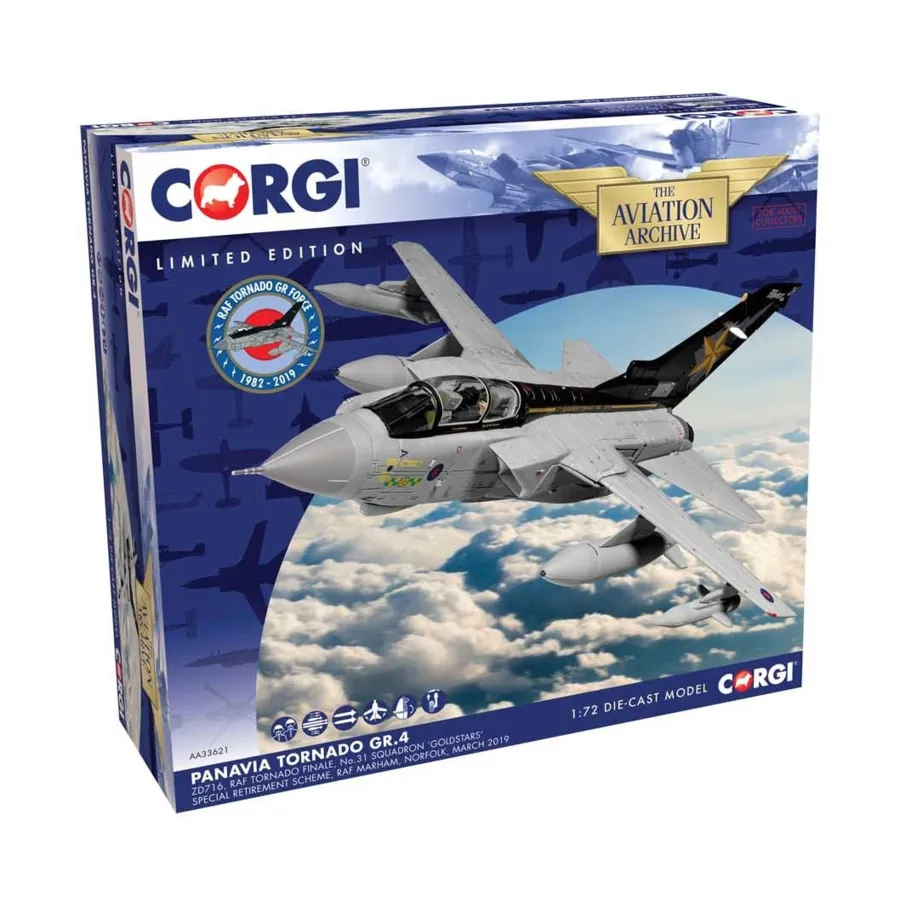 Panavia Tornado GR.4 "Goldstars" - пенсионная схема (ограниченное издание), Aviation Archive (Corgi Classics) (1:72)
Panavia Tornado GR.4 "Goldstars" - пенсионная схема (ограниченное издание), Aviation Archive (Corgi Classics) (1:72)