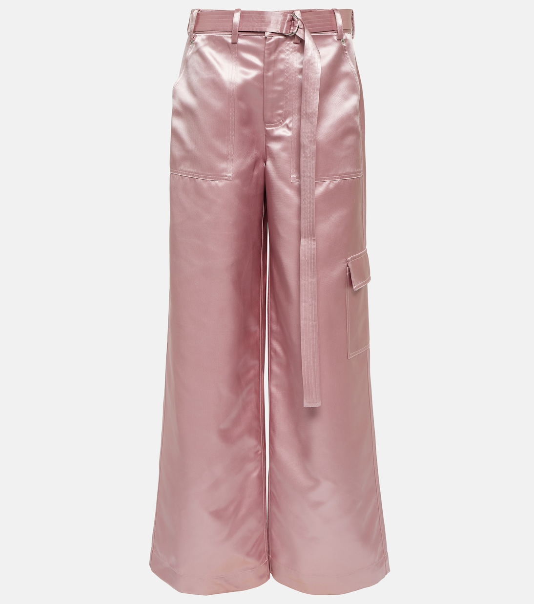 

Широкие атласные брюки shay с высокой посадкой Staud, розовый