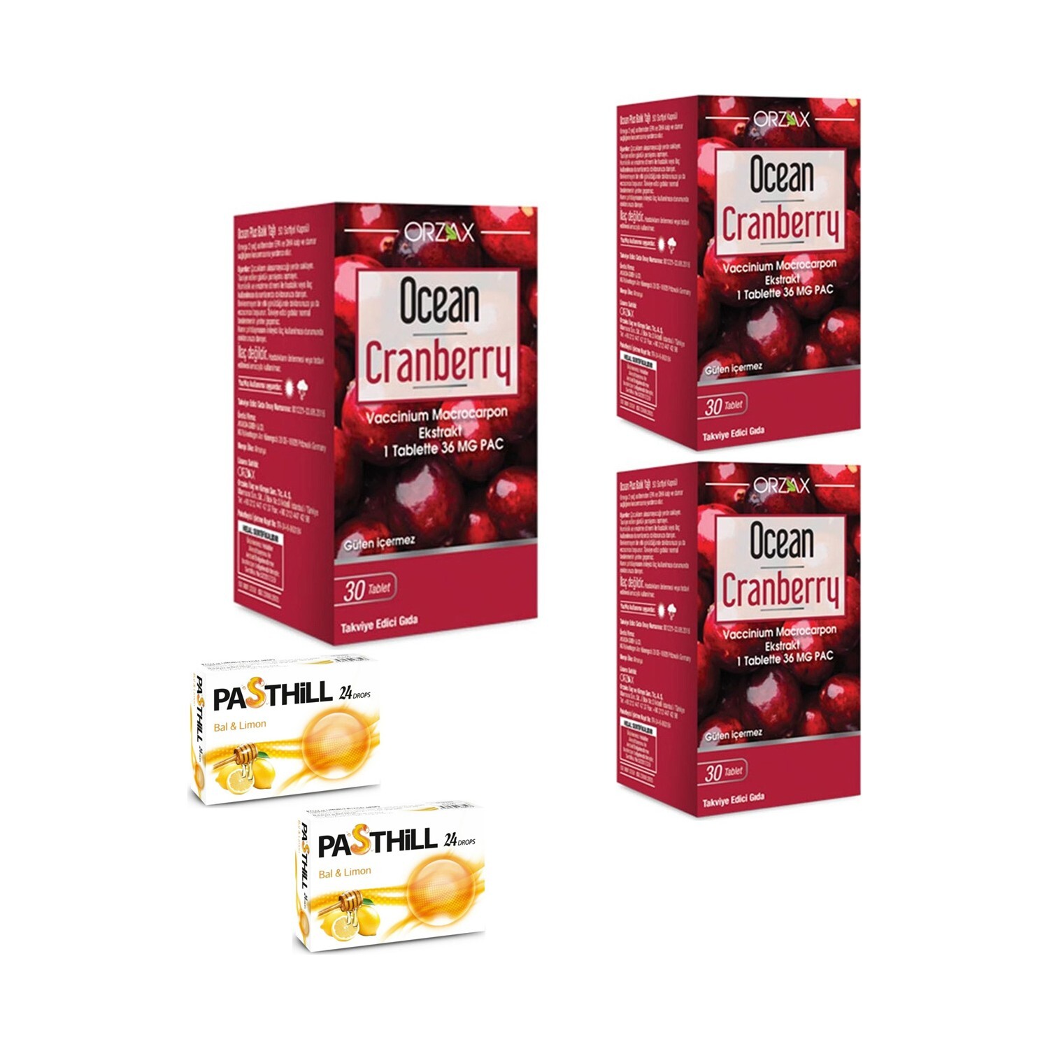 Orzax Ocean Cranberry 30 таблеток по 3 штуки + Pasthill 2 штуки с медом и лимоном 24 капли
Orzax Ocean Cranberry 30 таблеток по 3 штуки + Pasthill 2 штуки с медом и лимоном 24 капли