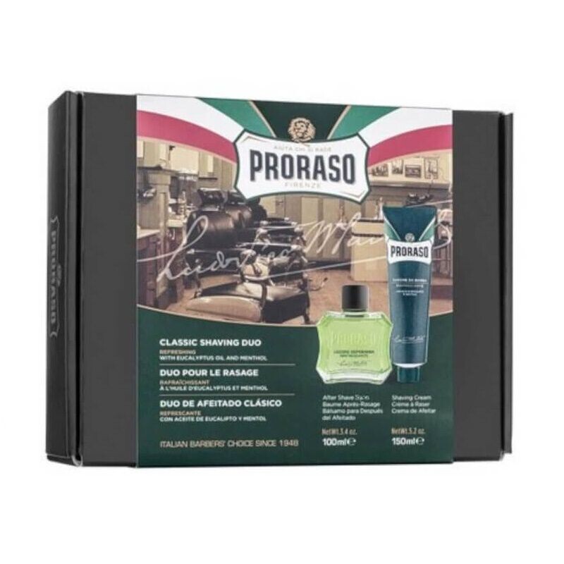 Proraso Classic Shaving Duo Green набор: крем для бритья, 150 мл + лосьон после бритья, 100 мл
Proraso Classic Shaving Duo Green набор: крем для бритья, 150 мл + лосьон после бритья, 100 мл