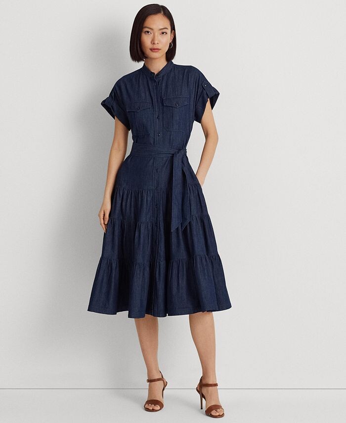 Женское джинсовое многоярусное платье-рубашка с поясом Lauren Ralph Lauren, синий
Женское джинсовое многоярусное платье-рубашка с поясом Lauren Ralph Lauren, синий