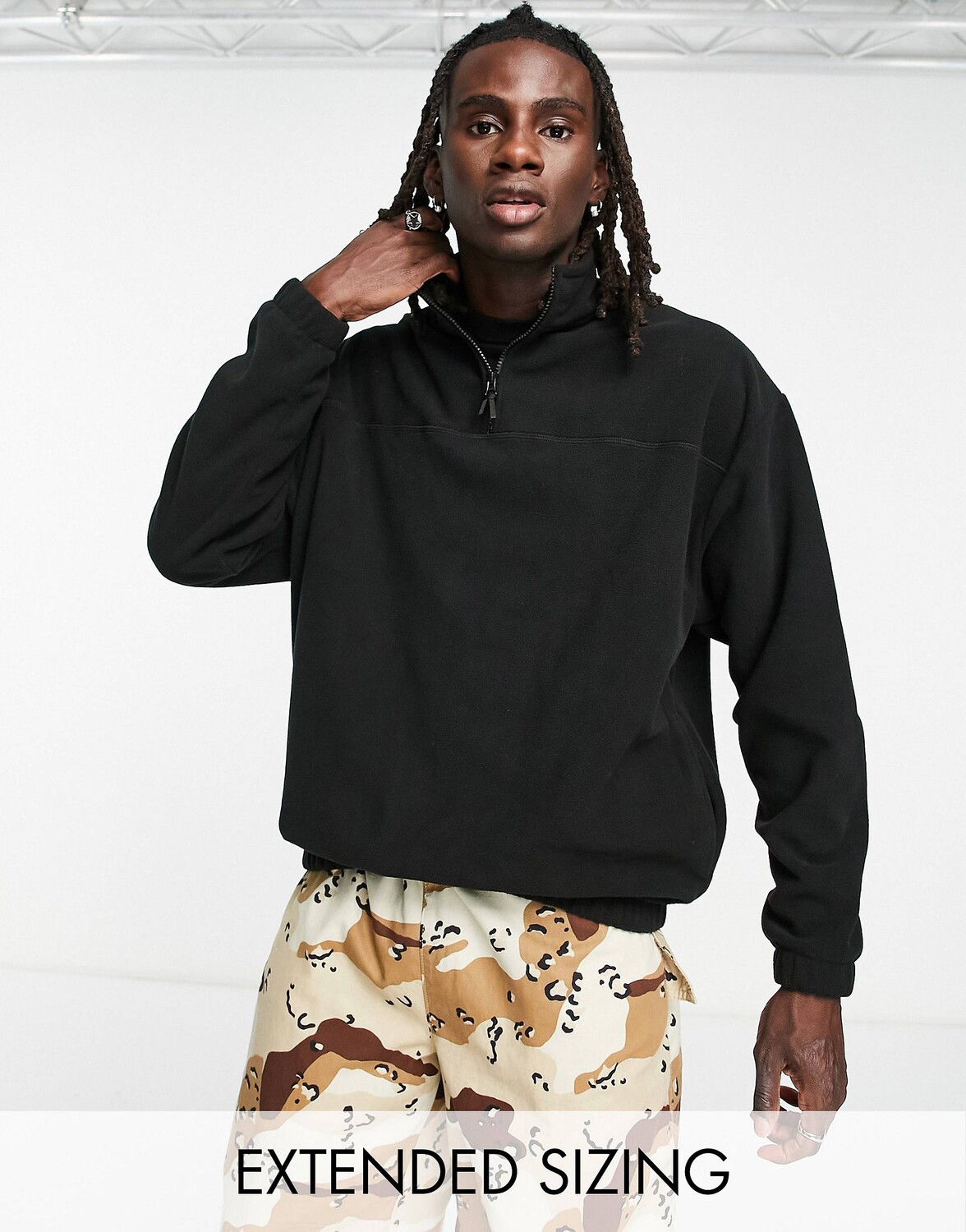Черная флисовая толстовка оверсайз с молнией до половины ASOS DESIGN, Черный
Черная флисовая толстовка оверсайз с молнией до половины ASOS DESIGN, Черный