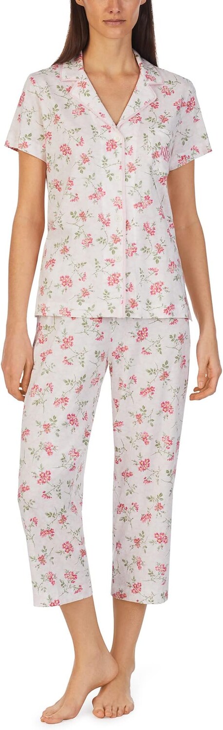 Пижамный комплект капри с короткими рукавами и вырезом на воротнике LAUREN Ralph Lauren, цвет White Blue Floral
Пижамный комплект капри с короткими рукавами и вырезом на воротнике LAUREN Ralph Lauren, цвет White Blue Floral