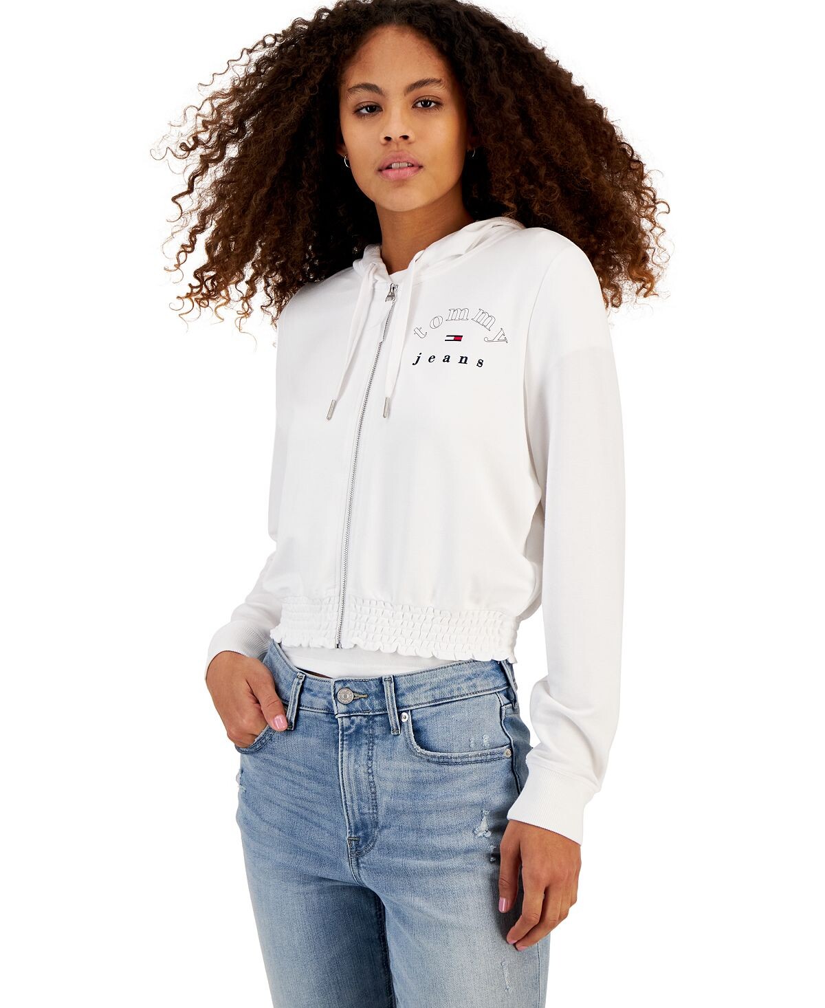 Женская толстовка с капюшоном на молнии и присборенной талией Tommy Jeans, белый
Женская толстовка с капюшоном на молнии и присборенной талией Tommy Jeans, белый
