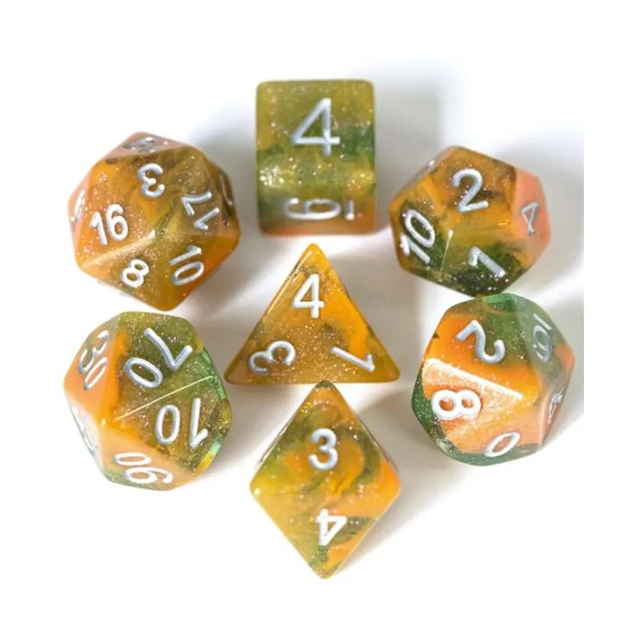 Набор Poly Set — Orange Grove с серебром (7), Dice Sets - Resin/Acrylic - Rainbow & Multi-Colored (Foam Brain Games)
Набор Poly Set — Orange Grove с серебром (7), Dice Sets - Resin/Acrylic - Rainbow & Multi-Colored (Foam Brain Games)