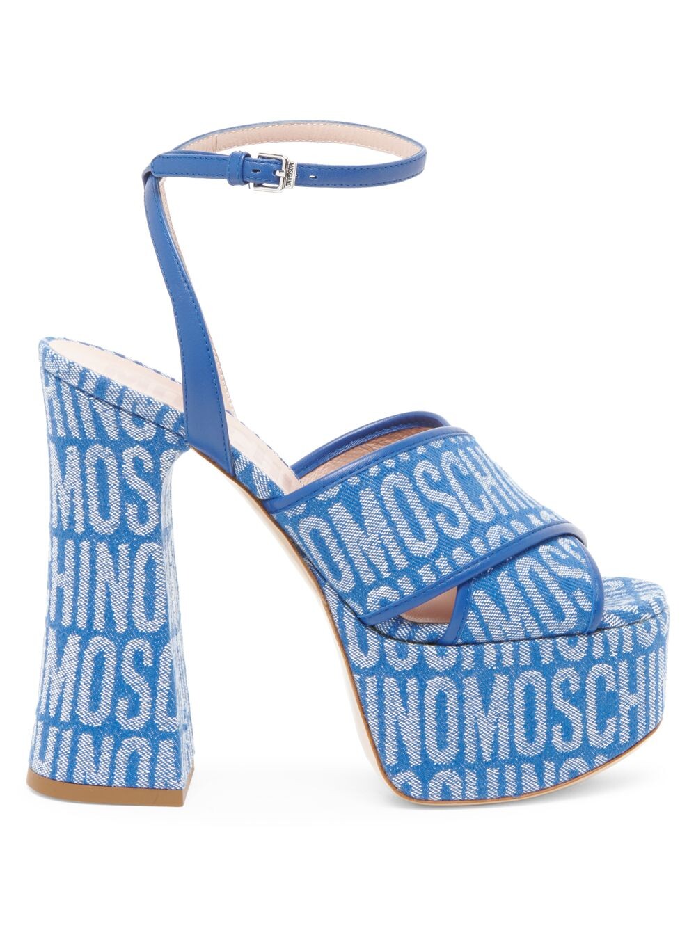 Джинсовые сандалии с логотипом на платформе и ремешком на щиколотке Moschino, синий
Джинсовые сандалии с логотипом на платформе и ремешком на щиколотке Moschino, синий