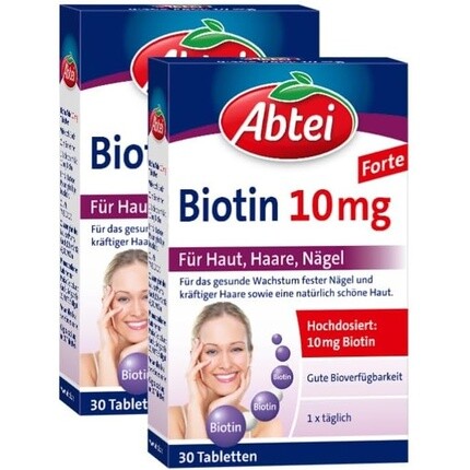 Abtei Biotin 10 мг Форте, высокие дозы биотина для красивой кожи, волос и ногтей, 30 таблеток
Abtei Biotin 10 мг Форте, высокие дозы биотина для красивой кожи, волос и ногтей, 30 таблеток