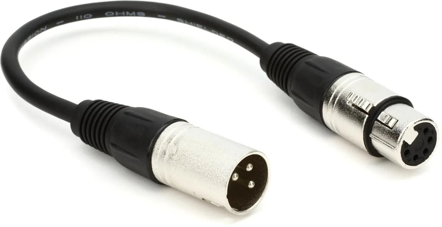 Кабель-переходник Hosa DMX-306 с 3-контактным разъемом DMX «папа» на 5-контактный разъем «мама» DMX — 6 дюймов
Кабель-переходник Hosa DMX-306 с 3-контактным разъемом DMX «папа» на 5-контактный разъем «мама» DMX — 6 дюймов