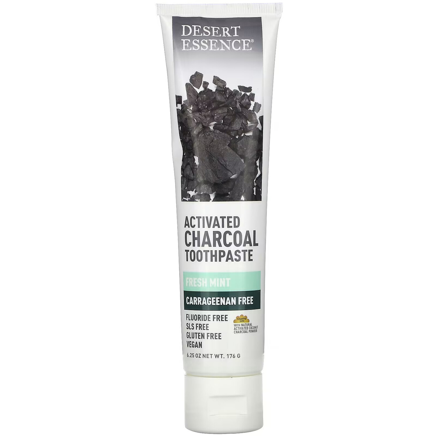 Desert Essence, Зубная паста с активированным углем, свежая мята, 176 г (6,25 унции)
Desert Essence, Зубная паста с активированным углем, свежая мята, 176 г (6,25 унции)