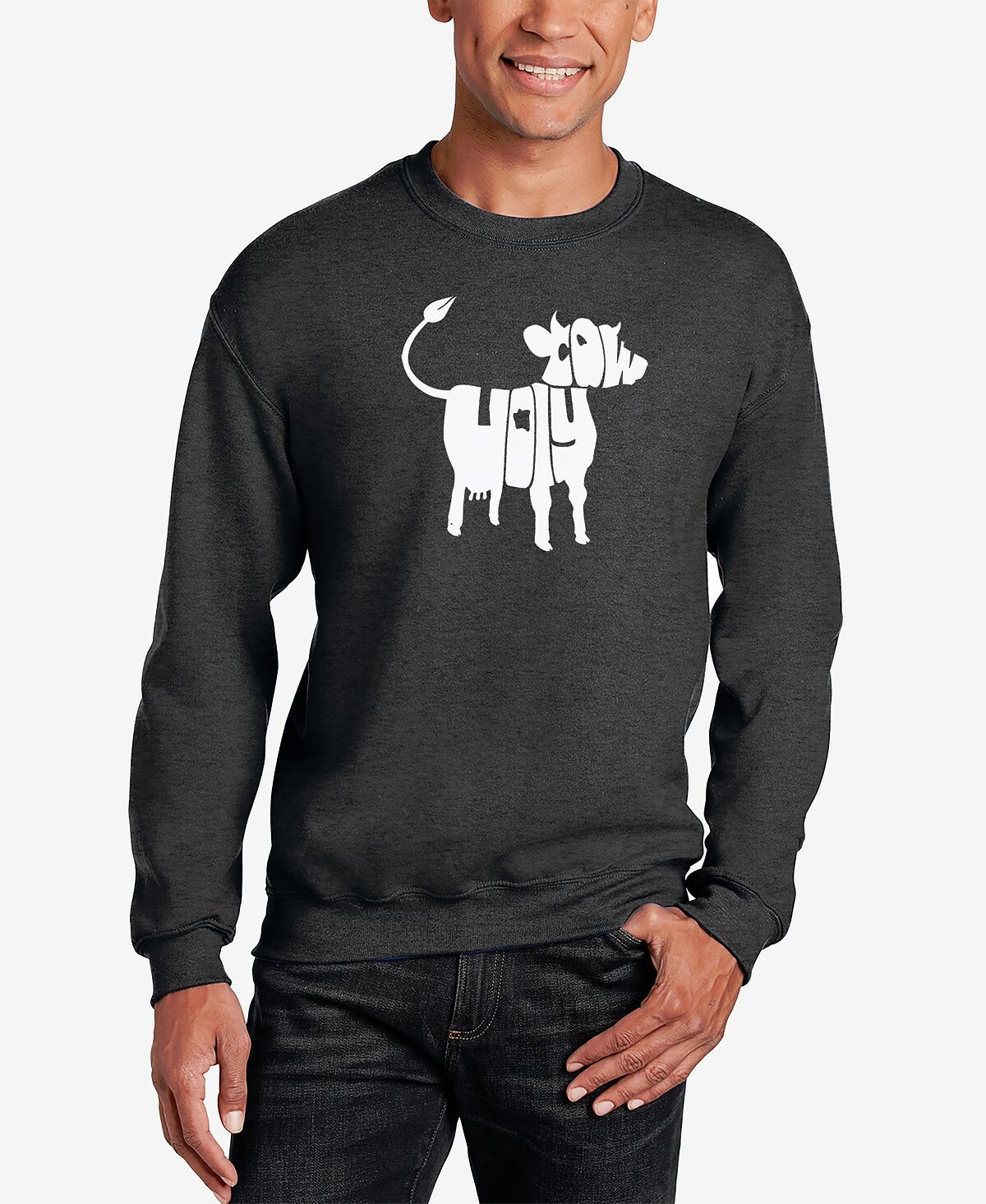 Мужская толстовка с круглым вырезом holy cow word art LA Pop Art, темно-серый
Мужская толстовка с круглым вырезом holy cow word art LA Pop Art, темно-серый