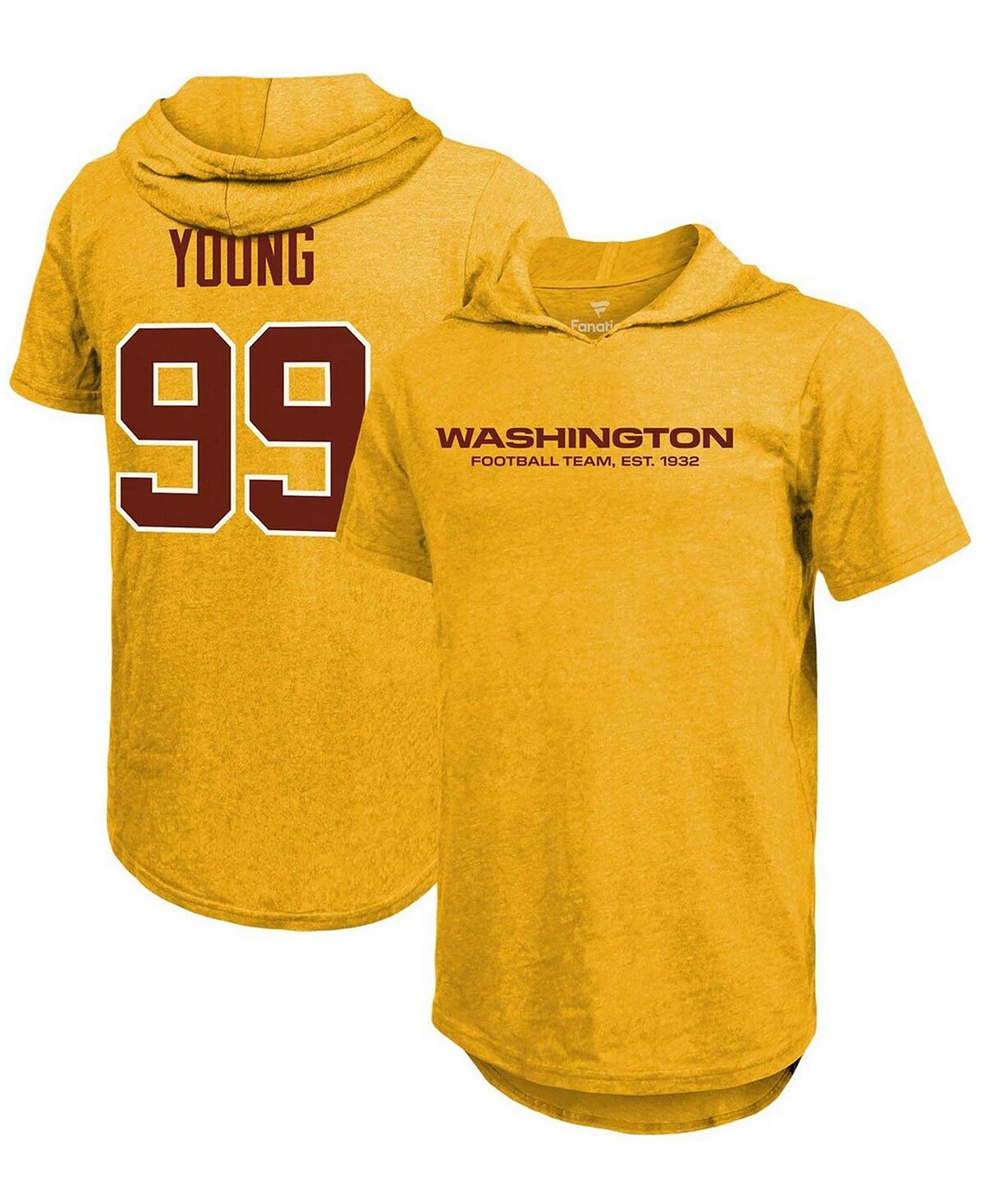 Мужская футболка с капюшоном chase young gold washington football team с именем и номером игрока tri-blend Fanatics, мульти
Мужская футболка с капюшоном chase young gold washington football team с именем и номером игрока tri-blend Fanatics, мульти