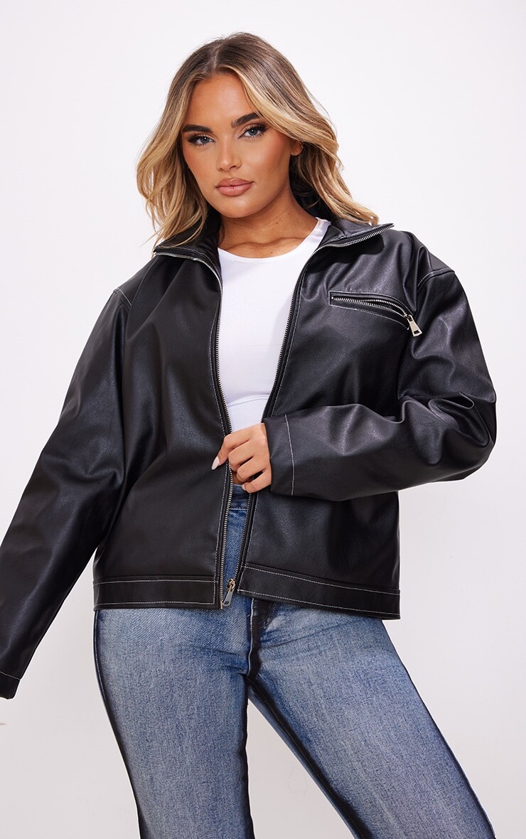 PrettyLittleThing Черная объемная косуха из искусственной кожи с контрастной строчкой, Черный
PrettyLittleThing Черная объемная косуха из искусственной кожи с контрастной строчкой, Черный