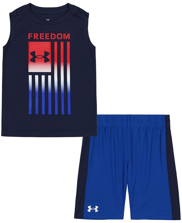 Комплект из майки и шорт с флагом свободы для маленьких мальчиков Under Armour, синий
Комплект из майки и шорт с флагом свободы для маленьких мальчиков Under Armour, синий