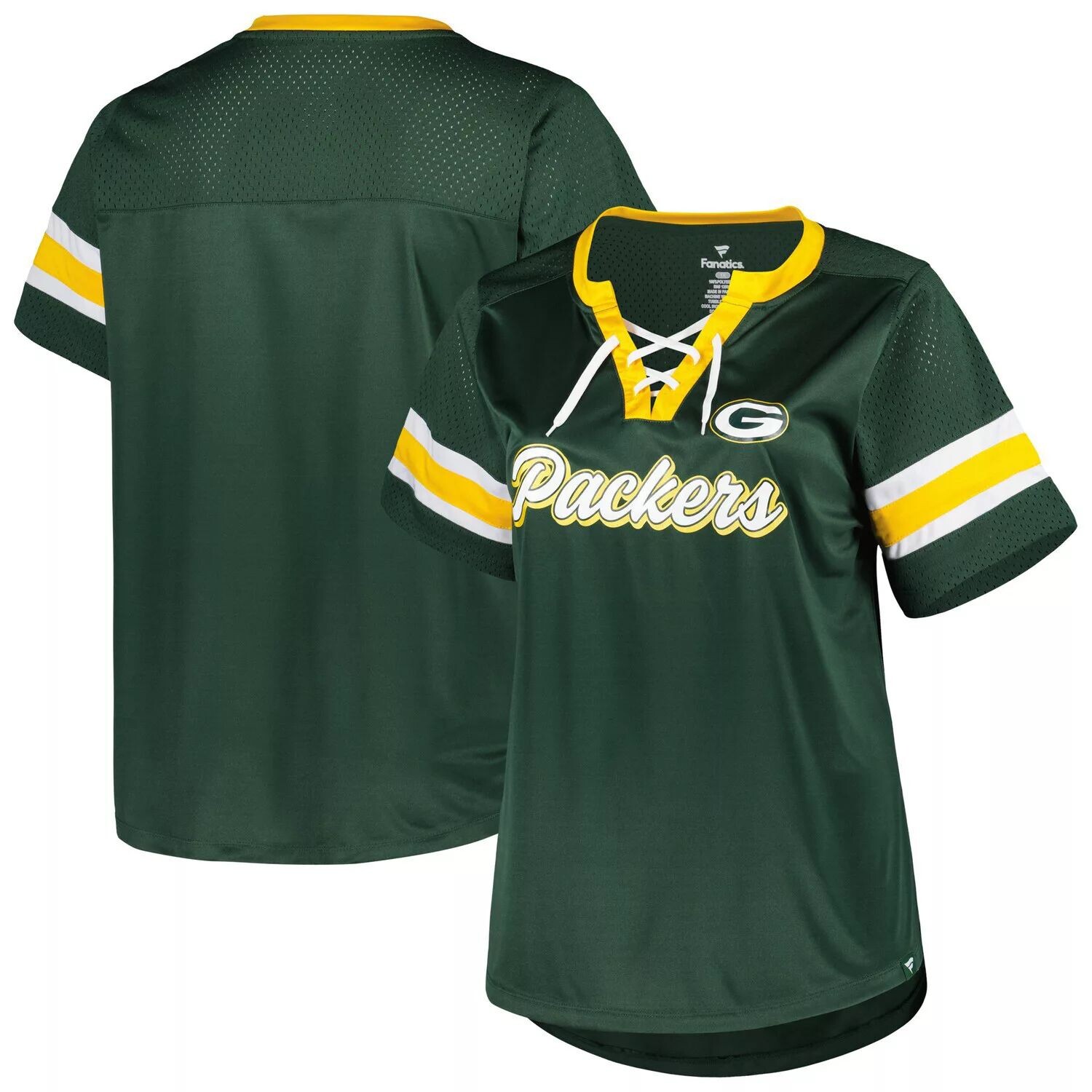 Женская зеленая фирменная футболка с логотипом Fanatics Green Bay Packers размера плюс Original State на шнуровке Fanatics
Женская зеленая фирменная футболка с логотипом Fanatics Green Bay Packers размера плюс Original State на шнуровке Fanatics