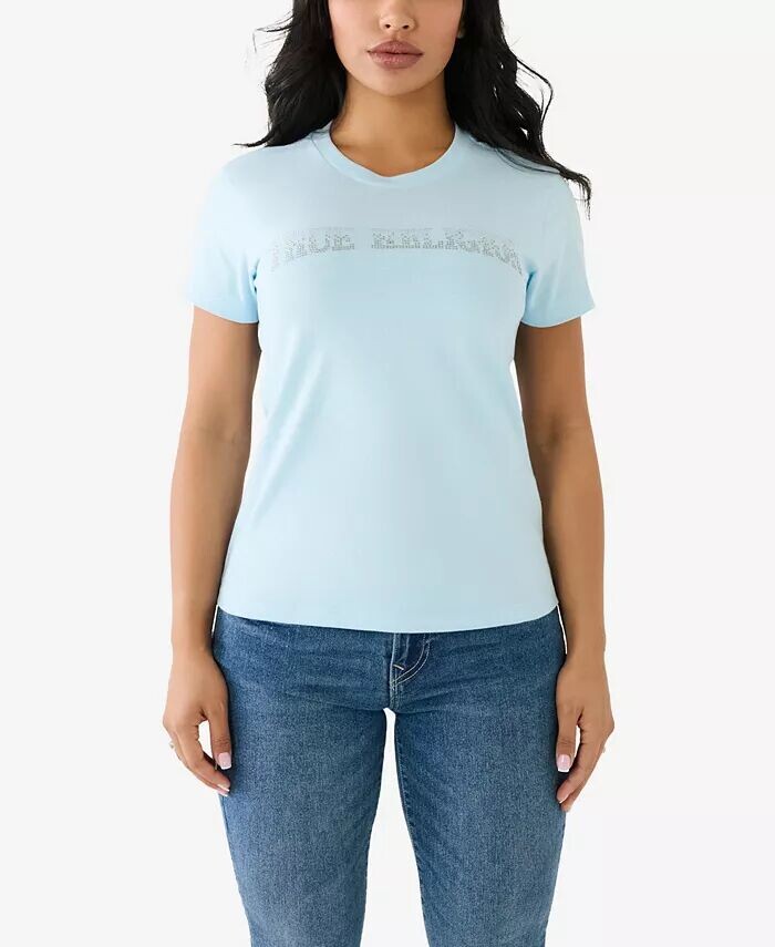 Женская футболка с коротким рукавом и логотипом Ombre Crystal Arch True Religion, синий
Женская футболка с коротким рукавом и логотипом Ombre Crystal Arch True Religion, синий