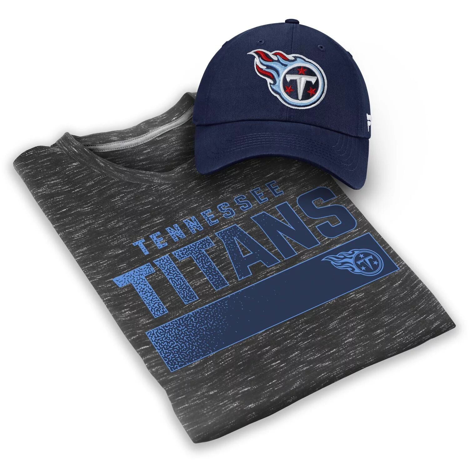 Мужской комплект из фирменной серо-темно-серой футболки Tennessee Titans с регулируемой шляпой Fanatics
Мужской комплект из фирменной серо-темно-серой футболки Tennessee Titans с регулируемой шляпой Fanatics