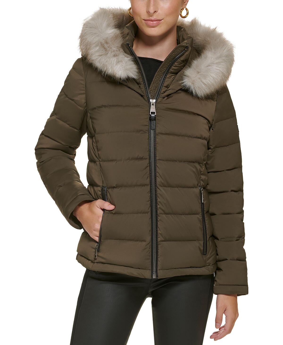 Женское пуховое пальто с капюшоном и отделкой из искусственного меха DKNY, Коричневый
Женское пуховое пальто с капюшоном и отделкой из искусственного меха DKNY, Коричневый