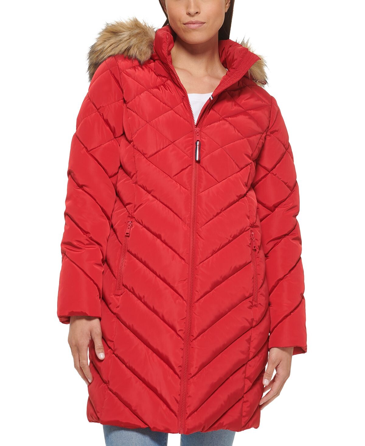 Женское пуховое пальто с капюшоном и отделкой из искусственного меха Tommy Hilfiger
Женское пуховое пальто с капюшоном и отделкой из искусственного меха Tommy Hilfiger