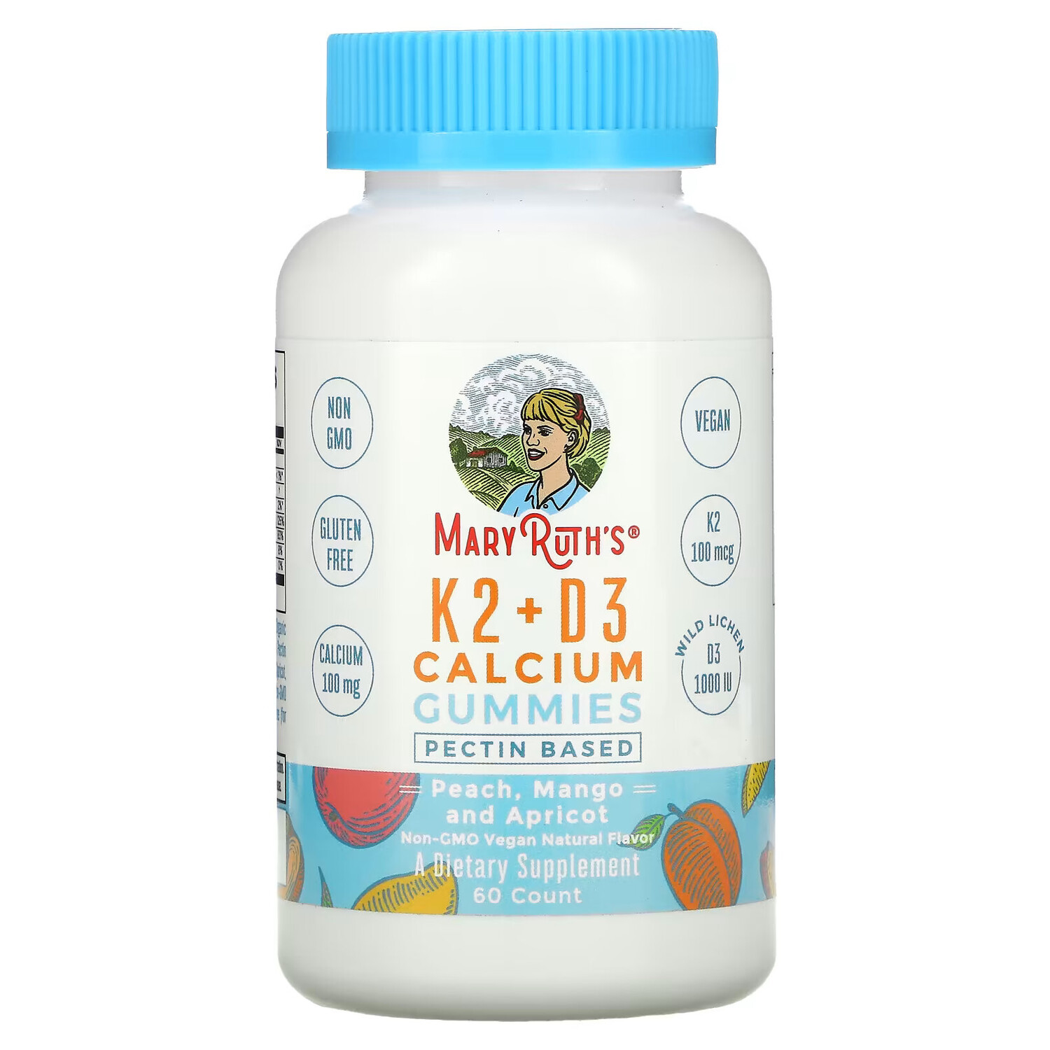 MaryRuth Organics, Жевательные мармеладки с кальцием K2 + D3, персик, манго и абрикос, 60 жевательных таблеток
MaryRuth Organics, Жевательные мармеладки с кальцием K2 + D3, персик, манго и абрикос, 60 жевательных таблеток