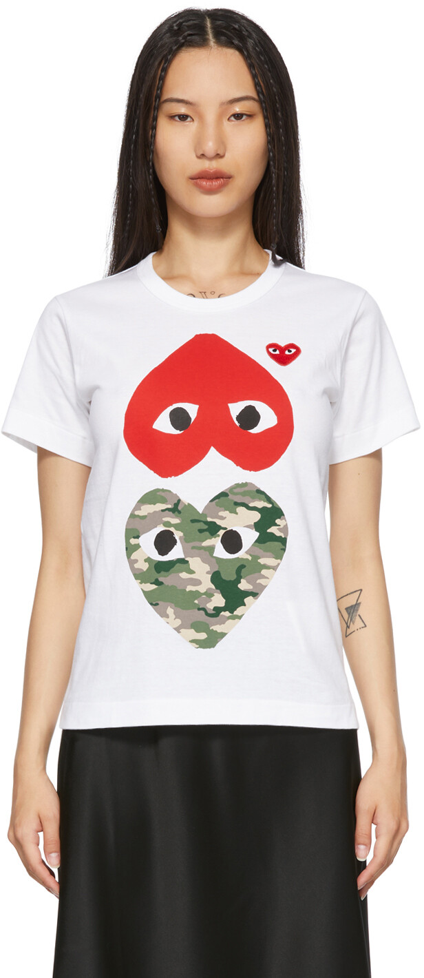 Белая футболка с камуфляжным перевернутым сердечком Comme des Garçons Play, Белый
Белая футболка с камуфляжным перевернутым сердечком Comme des Garçons Play, Белый