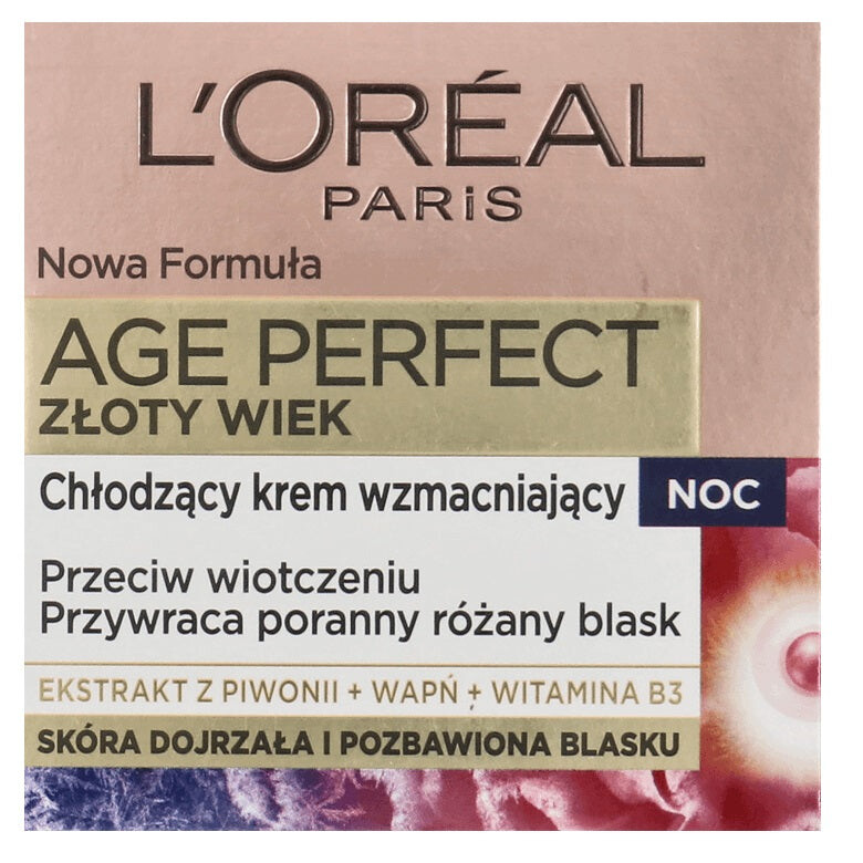 L'Oreal Paris Age Perfect Golden Age 60+ Охлаждающий укрепляющий ночной крем 50мл
L'Oreal Paris Age Perfect Golden Age 60+ Охлаждающий укрепляющий ночной крем 50мл