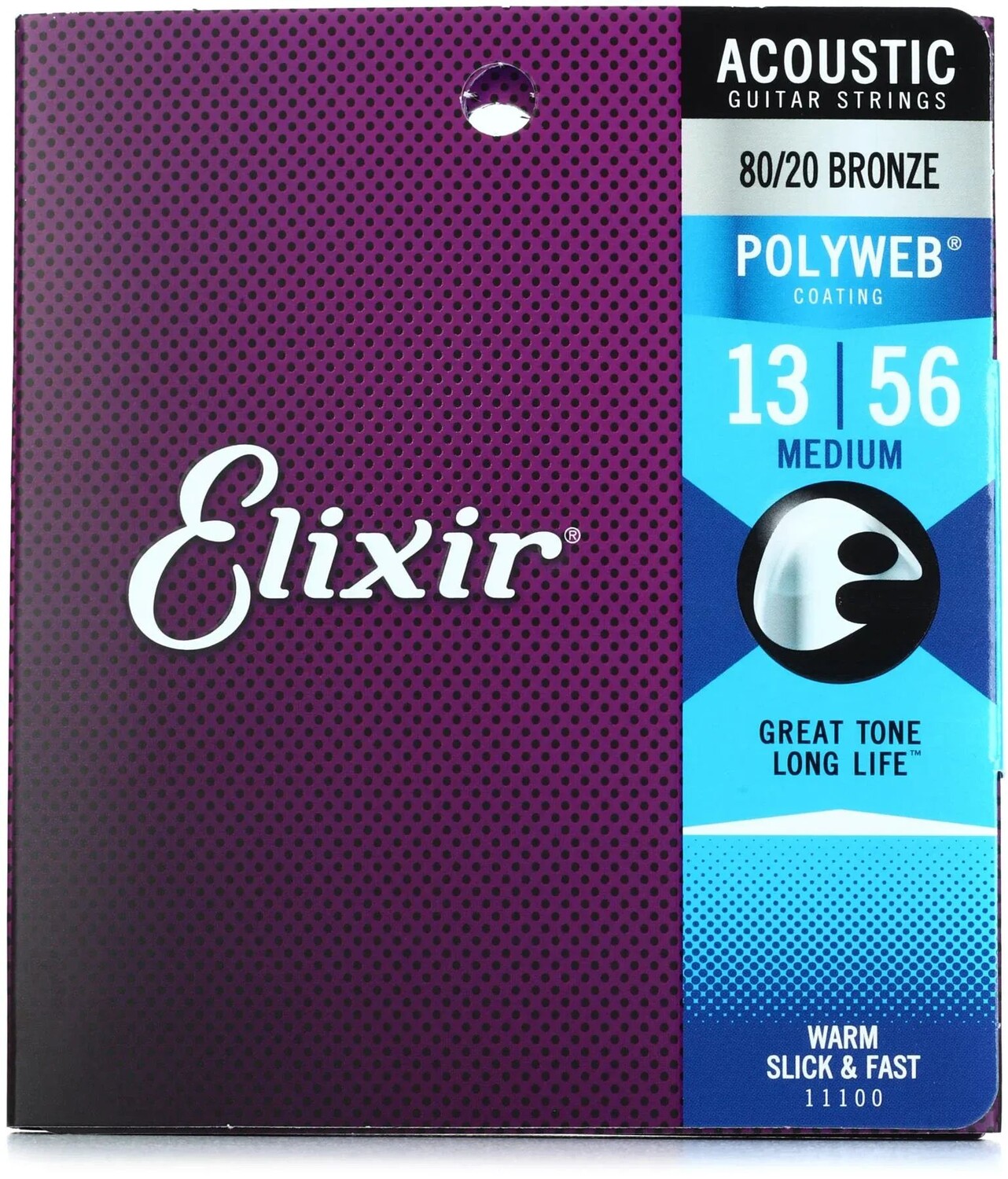 Струны для акустической гитары Elixir Strings 11100 Polyweb 80/20 Bronze — .013-.056, средние
Струны для акустической гитары Elixir Strings 11100 Polyweb 80/20 Bronze — .013-.056, средние