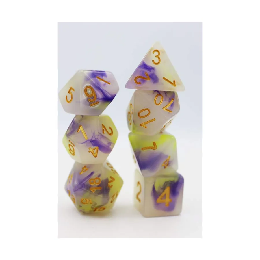 Набор Poly Set — желтый и фиолетовый с золотом (7), Dice Sets - Resin/Acrylic - Rainbow & Multi-Colored (Foam Brain Games)
Набор Poly Set — желтый и фиолетовый с золотом (7), Dice Sets - Resin/Acrylic - Rainbow & Multi-Colored (Foam Brain Games)