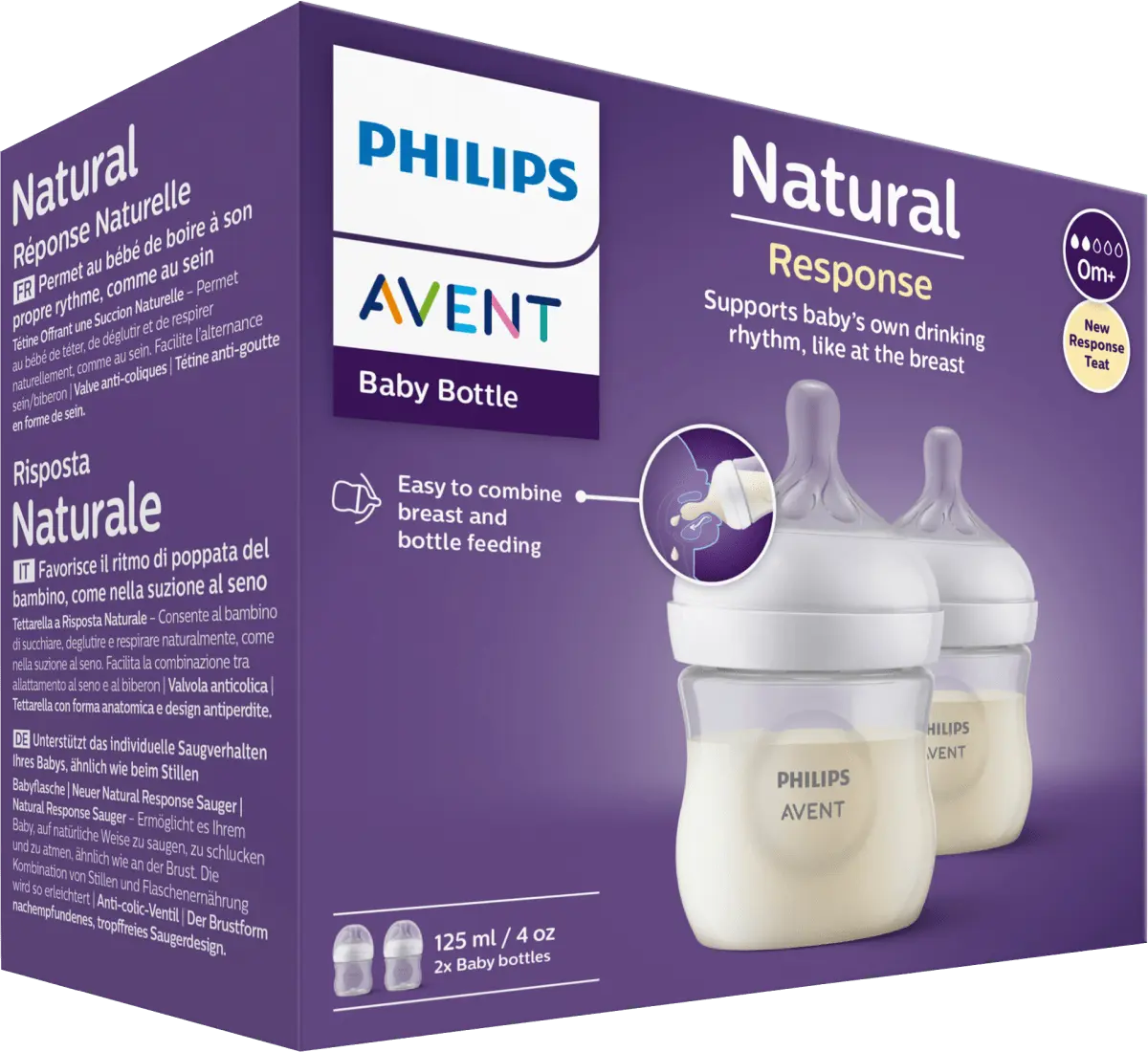 Детская бутылочка Natural Response белая с рождения двойная упаковка 125мл 1 шт. Philips
Детская бутылочка Natural Response белая с рождения двойная упаковка 125мл 1 шт. Philips