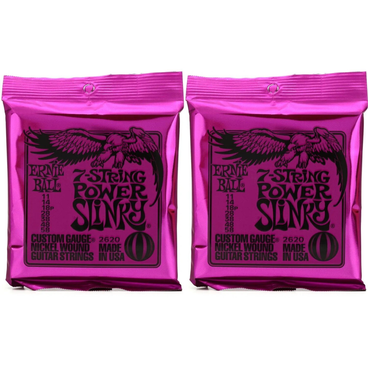 Струны для электрогитары Ernie Ball 2620 Power Slinky с никелевой обмоткой, 7 струн (2 шт.) 
Струны для электрогитары Ernie Ball 2620 Power Slinky с никелевой обмоткой, 7 струн (2 шт.)