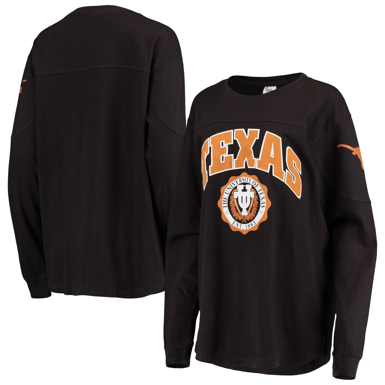 Черная женская футболка с длинными рукавами для прессы Texas Longhorns Edith, Черный
Черная женская футболка с длинными рукавами для прессы Texas Longhorns Edith, Черный