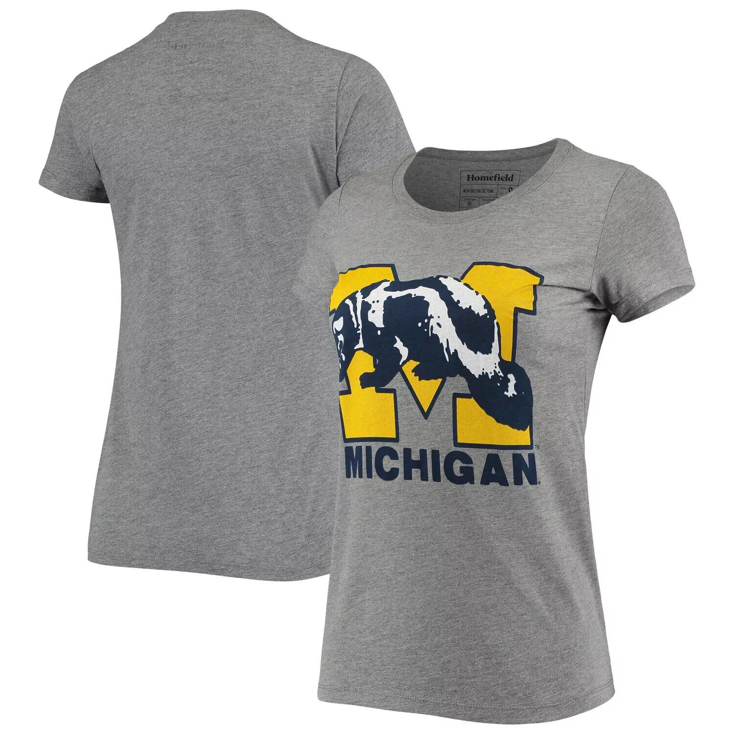 Женская футболка Homefield Heathered Grey Michigan Wolverines Vintage 1964-78 с логотипом Tri-Blend
Женская футболка Homefield Heathered Grey Michigan Wolverines Vintage 1964-78 с логотипом Tri-Blend