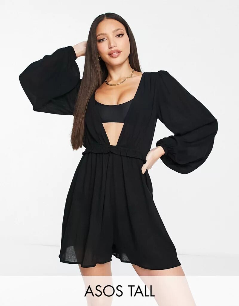 Черный пляжный комбинезон ASOS DESIGN Tall с глубоким вырезом и объемными рукавами
Черный пляжный комбинезон ASOS DESIGN Tall с глубоким вырезом и объемными рукавами