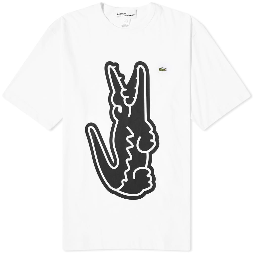 Comme des Garçons SHIRT x Lacoste Футболка с вертикальной крокодиловой тканью, белый/черный
Comme des Garçons SHIRT x Lacoste Футболка с вертикальной крокодиловой тканью, белый/черный