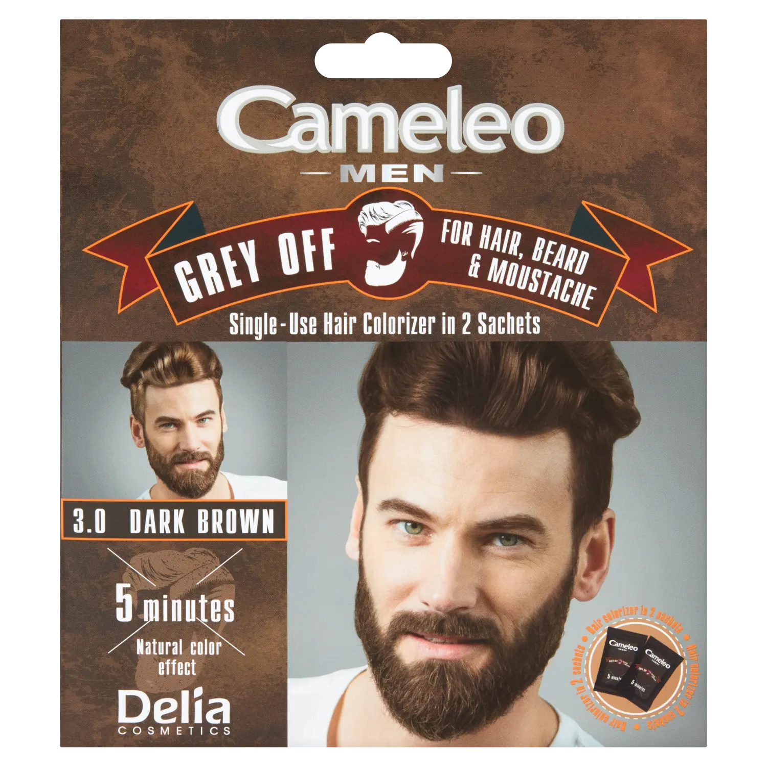 Delia Cameleo Men краситель в пакетиках для волос, бороды и усов 3.0 средний коричневый, 1 упаковка
Delia Cameleo Men краситель в пакетиках для волос, бороды и усов 3.0 средний коричневый, 1 упаковка