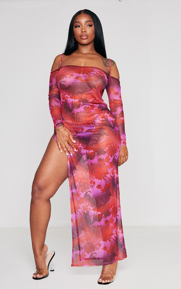 PrettyLittleThing Розовое сетчатое платье макси с открытыми плечами и принтом Shape
PrettyLittleThing Розовое сетчатое платье макси с открытыми плечами и принтом Shape