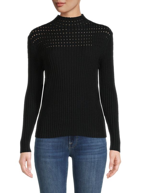 Трикотажный свитер в рубчик с плетением mockneck NANETTE nanette lepore Very black
Трикотажный свитер в рубчик с плетением mockneck NANETTE nanette lepore Very black