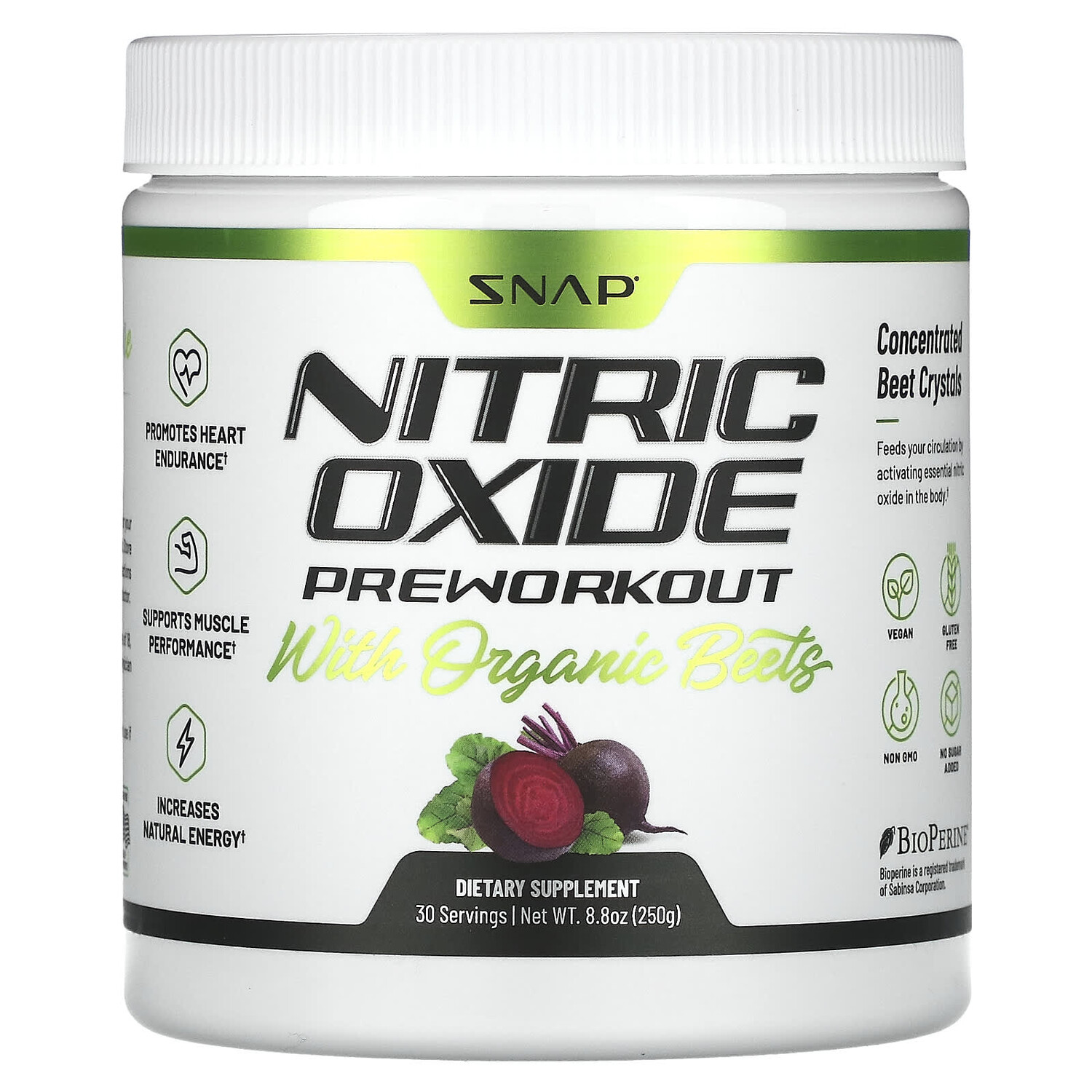 Оксид азота с органической свеклой перед тренировкой, 250 г (8,8 унции), Snap Supplements
Оксид азота с органической свеклой перед тренировкой, 250 г (8,8 унции), Snap Supplements