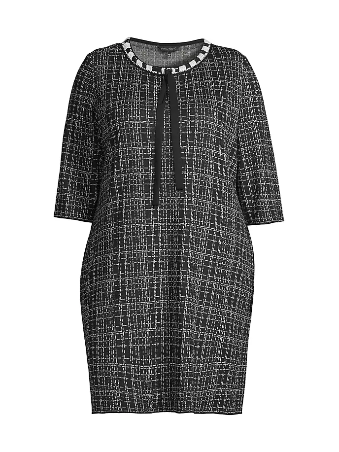 Платье-футляр в клетку плюс с завязками на шее Ming Wang, Plus Size, цвет black ivory 
Платье-футляр в клетку плюс с завязками на шее Ming Wang, Plus Size, цвет black ivory