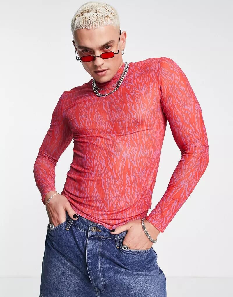 Красная сетчатая футболка с длинными рукавами и высоким воротником ASOS - RED
Красная сетчатая футболка с длинными рукавами и высоким воротником ASOS - RED