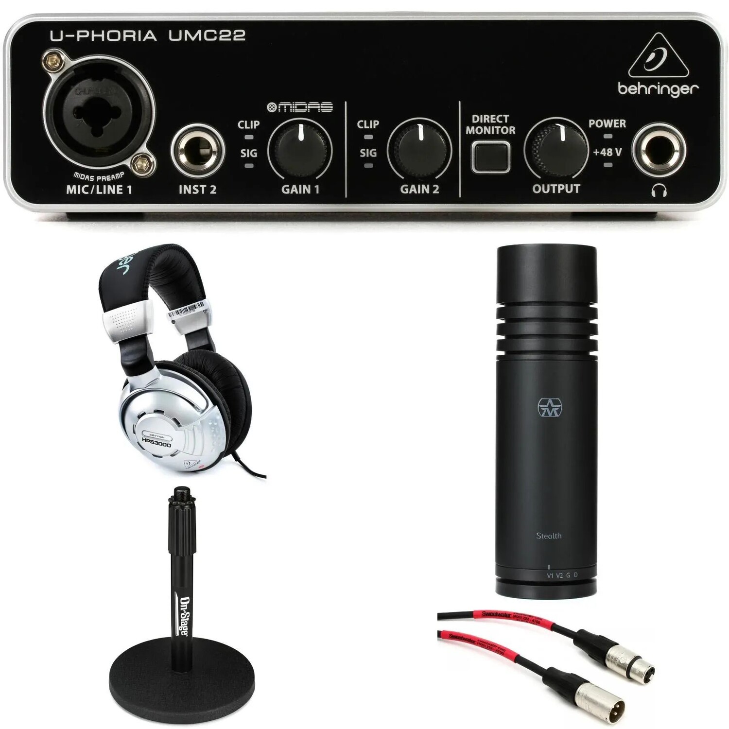 USB-аудиоинтерфейс Behringer UMC22 и комплект потоковой передачи/подкастинга Aston Stealth
USB-аудиоинтерфейс Behringer UMC22 и комплект потоковой передачи/подкастинга Aston Stealth