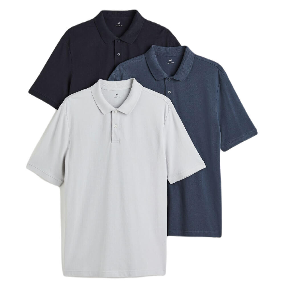 Комплект рубашек-поло H&M Regular Fit, 3 предмета, светло-серый/темно-синий/черный
Комплект рубашек-поло H&M Regular Fit, 3 предмета, светло-серый/темно-синий/черный