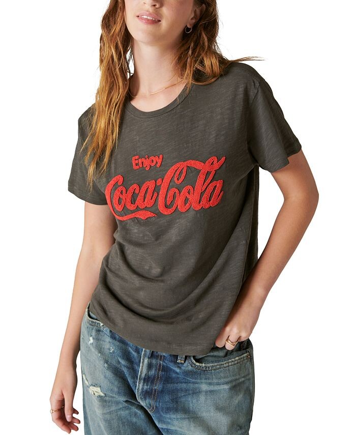 Женская хлопковая футболка с логотипом Coca-Cola из бисера Lucky Brand, черный
Женская хлопковая футболка с логотипом Coca-Cola из бисера Lucky Brand, черный