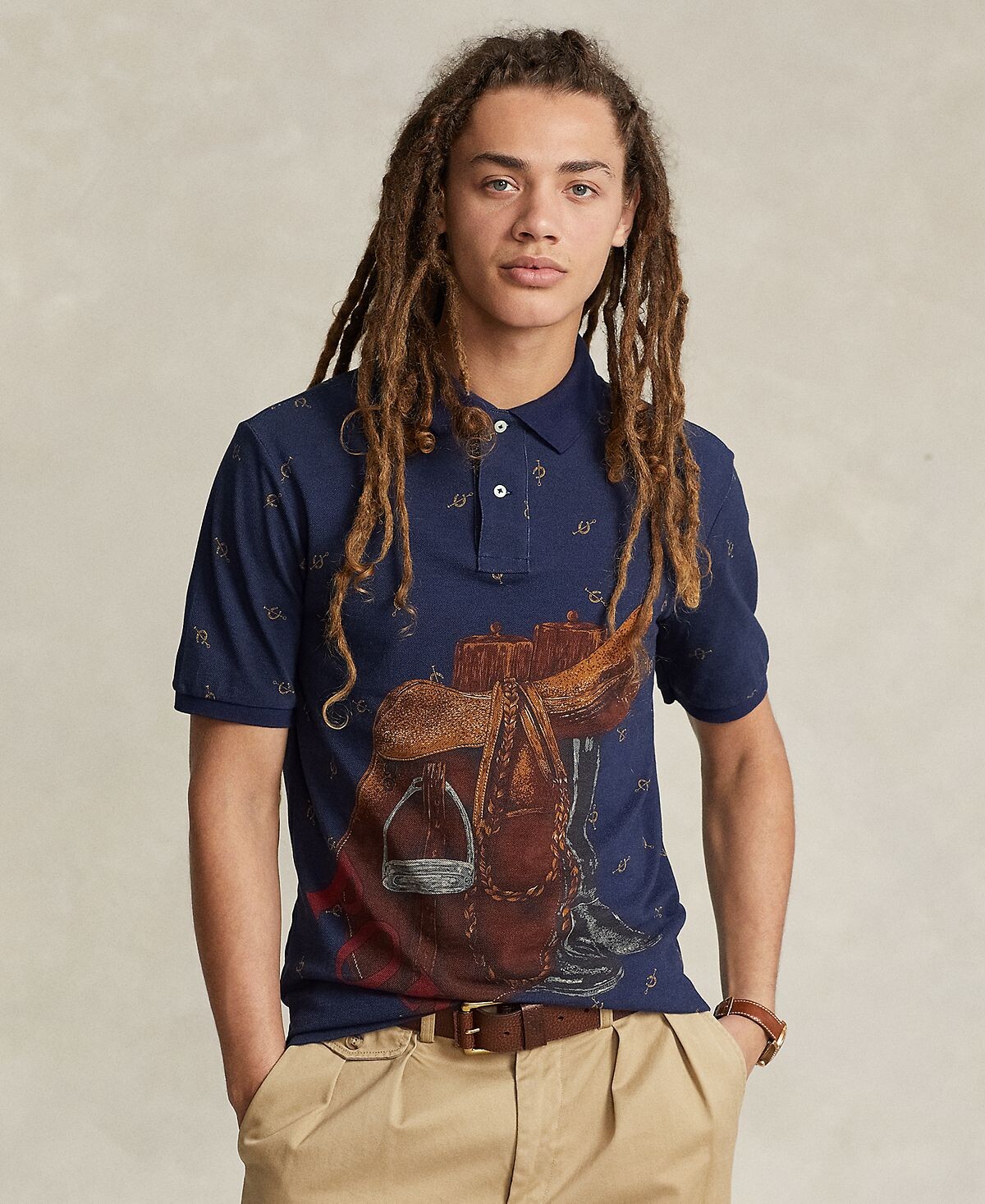 Мужская сетчатая рубашка-поло классического кроя с принтом «седло» Polo Ralph Lauren
Мужская сетчатая рубашка-поло классического кроя с принтом «седло» Polo Ralph Lauren
