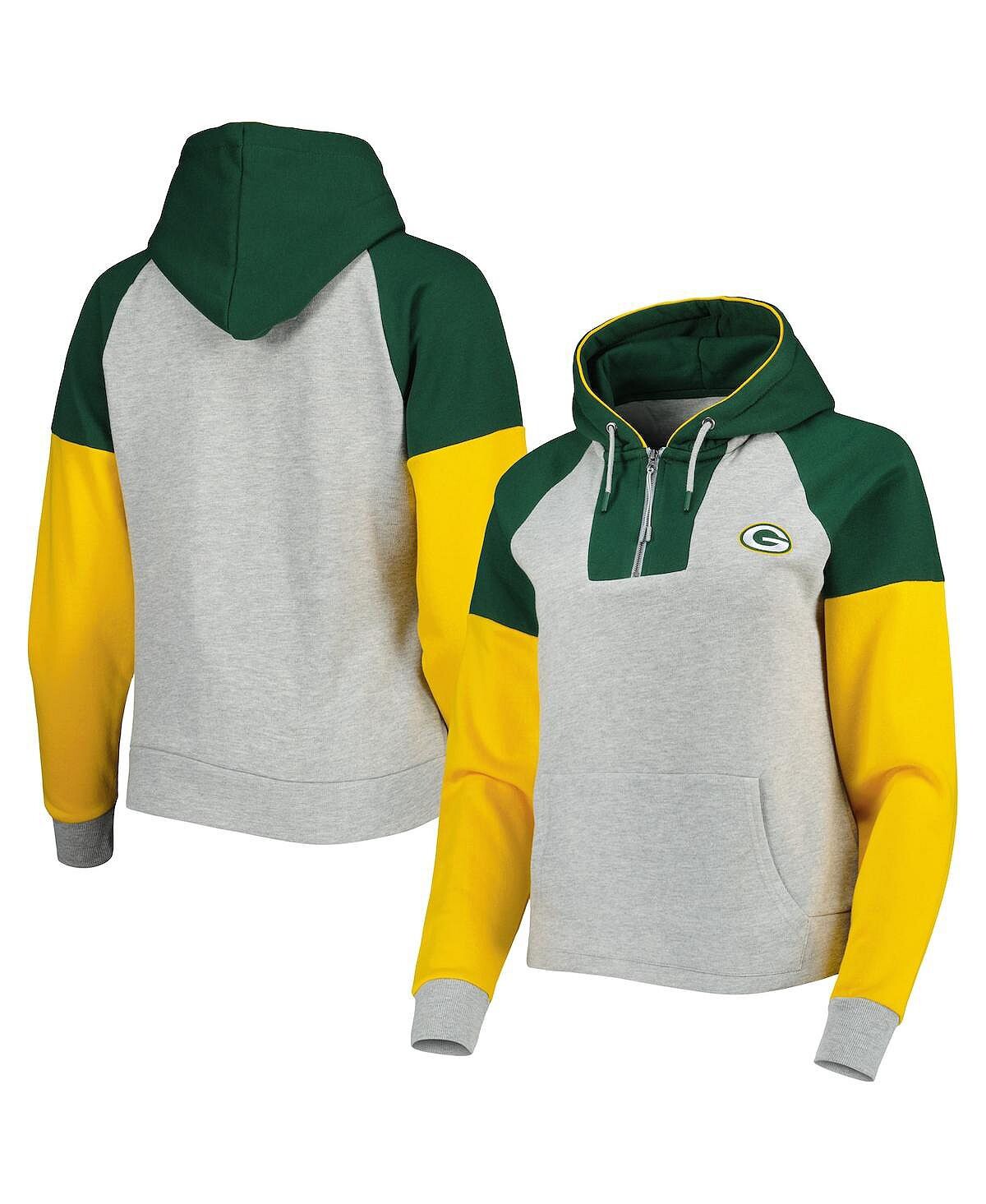 Женский пуловер с капюшоном Green Bay Packers Jackpot реглан серо-зеленого цвета с полумолнией до половины длины Antigua, Зеленый
Женский пуловер с капюшоном Green Bay Packers Jackpot реглан серо-зеленого цвета с полумолнией до половины длины Antigua, Зеленый