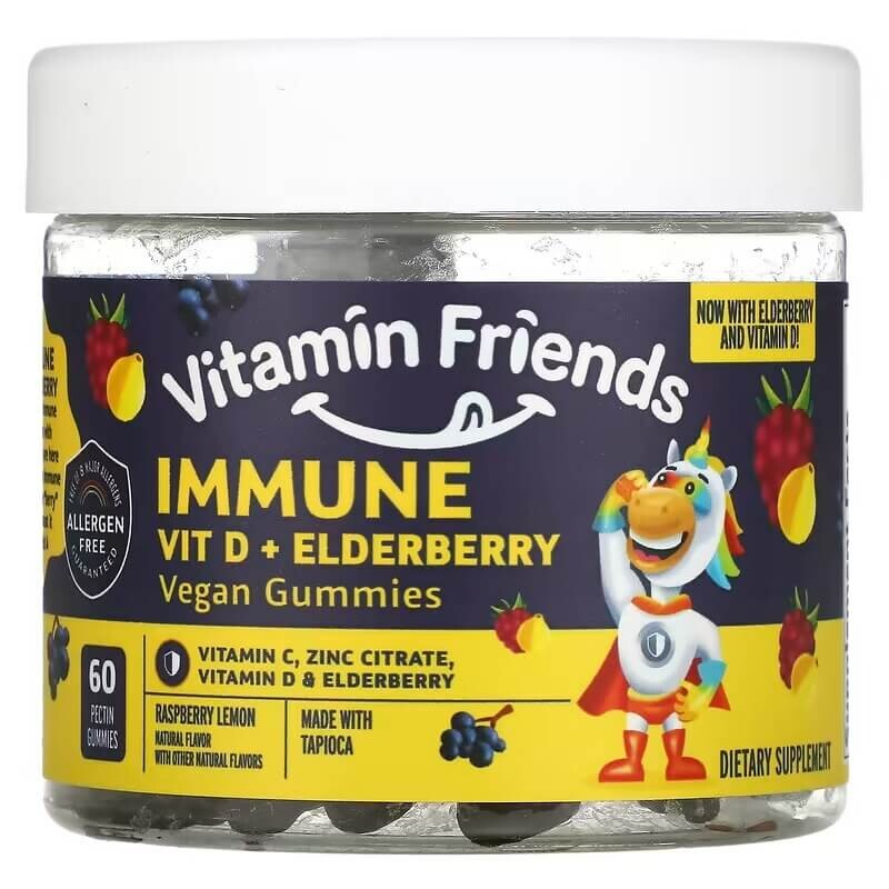 Витамин D для иммунитета + бузина Vitamin Friends со вкусом малины, 60 пектиновых жевательных резинок
Витамин D для иммунитета + бузина Vitamin Friends со вкусом малины, 60 пектиновых жевательных резинок