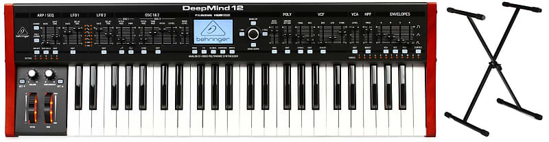 Behringer DeepMind 12 49-клавишный 12-голосный аналоговый синтезатор в комплекте с Gator Frameworks GFW-KEY-1000X Standard X-Style Keyboard Stand
Behringer DeepMind 12 49-клавишный 12-голосный аналоговый синтезатор в комплекте с Gator Frameworks GFW-KEY-1000X Standard X-Style Keyboard Stand